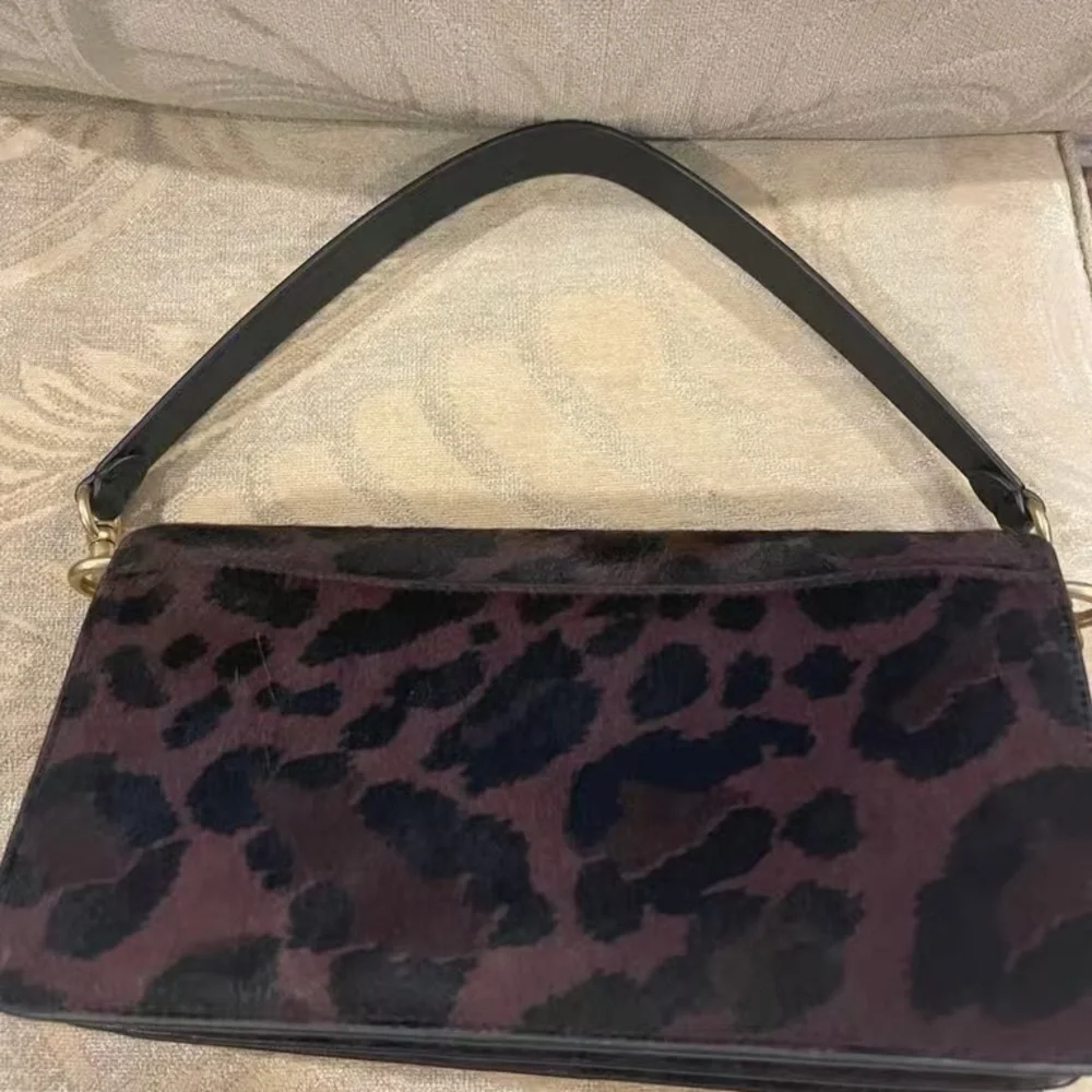 Coach Brown and Black Leopard Shoulder Bag with Gold 'C' - Picture 2 of 6